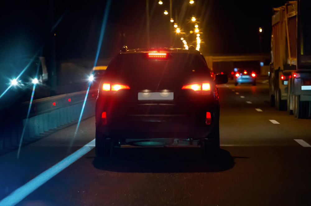 Premium Vector Illustration Of Realistic Car Back Lights Glow In Dark Night  Background